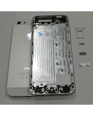 BACK COVER SCOCCA POSTERIORE TELAIO P.SIM TASTI VETRINI IPHONE 5 SILVER BIANCO