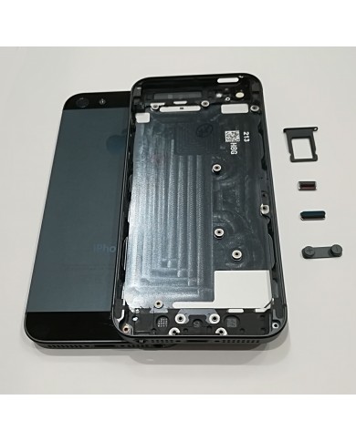 BACK COVER SCOCCA POSTERIORE TELAIO P.SIM TASTI VETRINI IPHONE 5 SILVER NERO