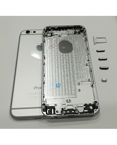 BACK COVER SCOCCA POSTERIORE TELAIO PORTA SIM TASTI IPHONE 6 SILVER BIANCO