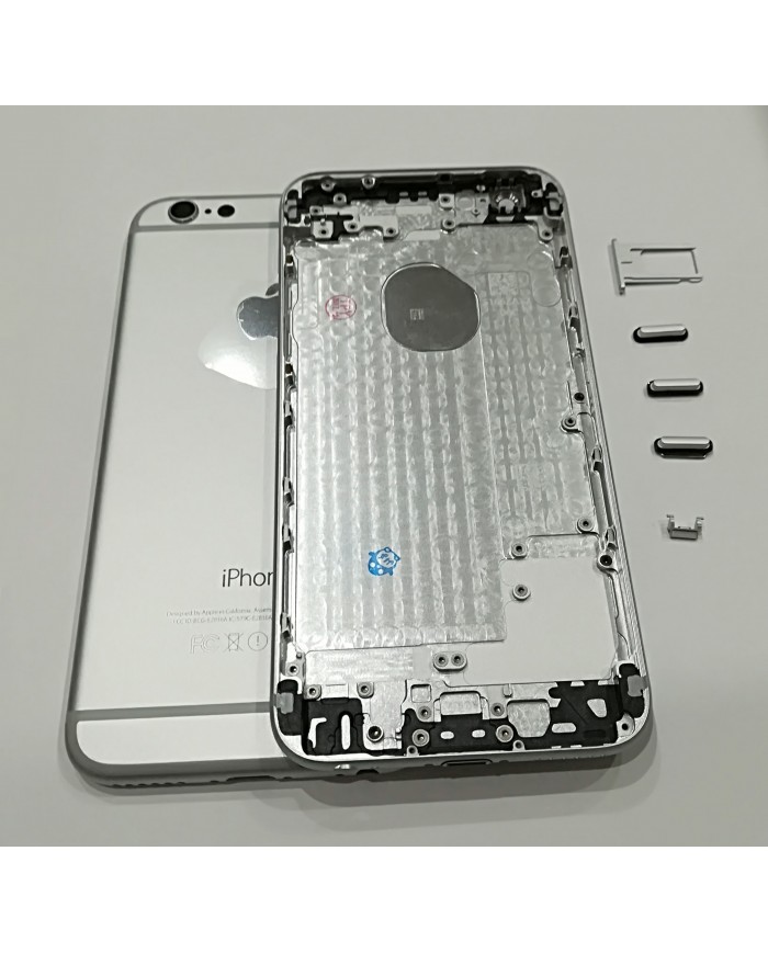 BACK COVER SCOCCA POSTERIORE TELAIO PORTA SIM TASTI IPHONE 6 SILVER BIANCO