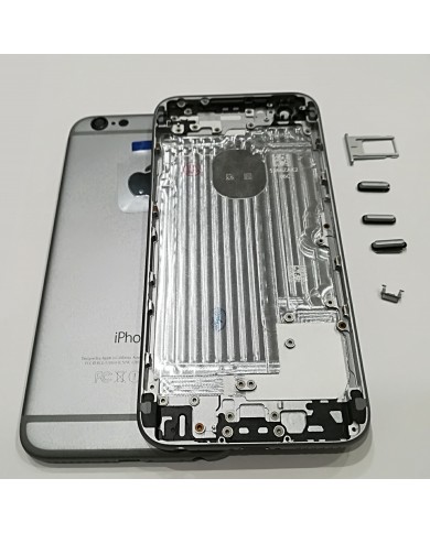 BACK COVER SCOCCA POSTERIORE TELAIO PORTA SIM TASTI IPHONE 6 SILVER NERO