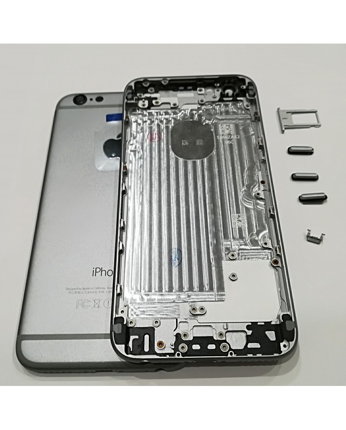 BACK COVER SCOCCA POSTERIORE TELAIO PORTA SIM TASTI IPHONE 6 SILVER NERO