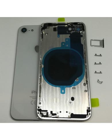 BACK COVER SCOCCA POSTERIORE TELAIO IPHONE 8 8G Argento Bianco