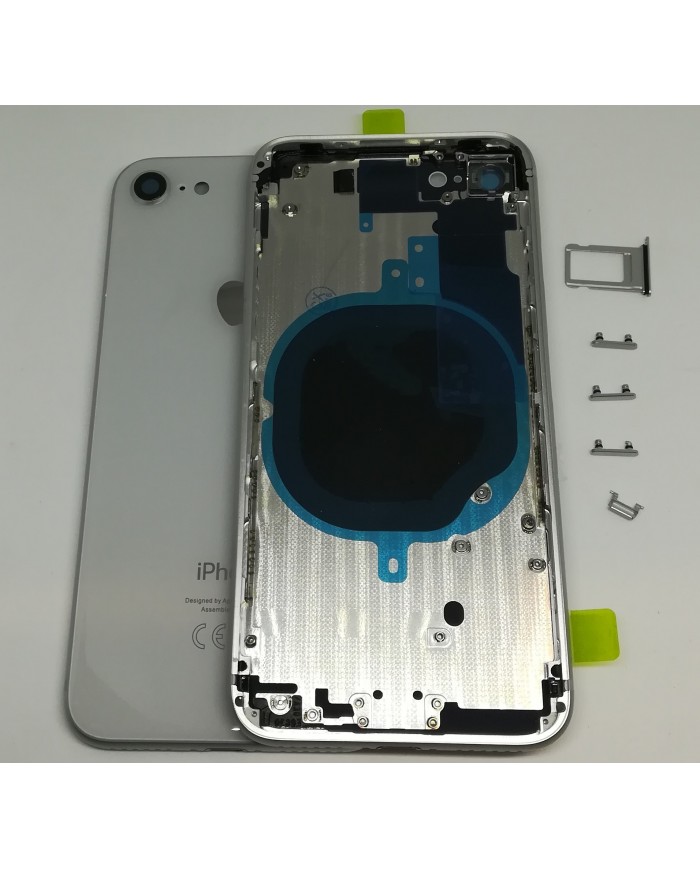 BACK COVER SCOCCA POSTERIORE TELAIO IPHONE 8 8G Argento Bianco