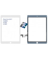 TOUCH SCREEN VETRO PER iPad 5 Air 2017 A1822 A1823 Bianco no tasto Home +Adesivi