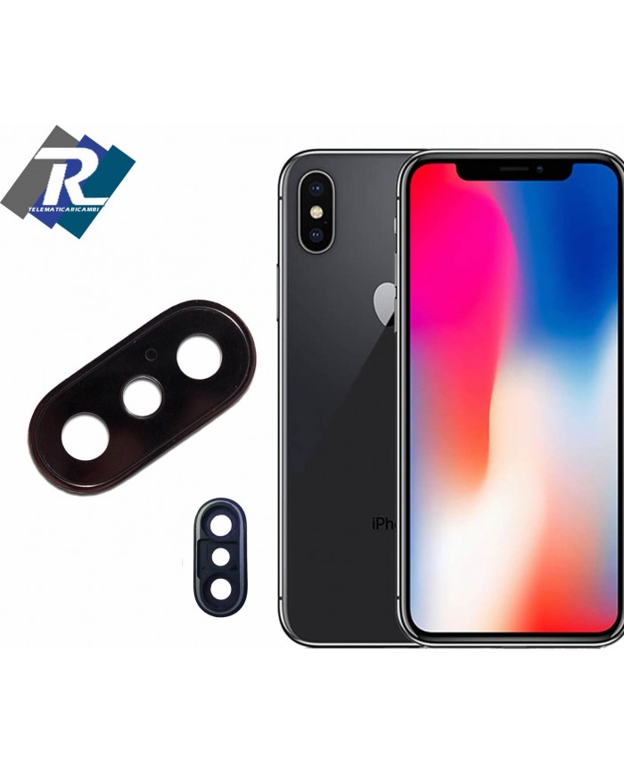 Vetrino vetro Lente Fotocamera Posteriore con cornice Nero per iPhone X