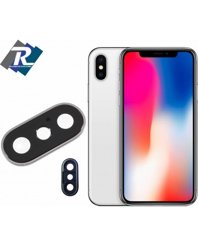 Vetrino vetro Lente Fotocamera Posteriore con cornice Silver per iPhone X