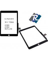 TOUCH SCREEN iPad 6 2018 Wi-Fi 3G A1893 A1954 NERO NO TASTO HOME + ADESIVI