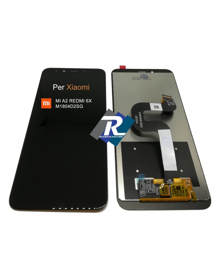 TOUCH SCREEN VETRO LCD DISPLAY PER XIAOMI MI A2 REDMI 6X M1804D2SG NERO NO FRAME