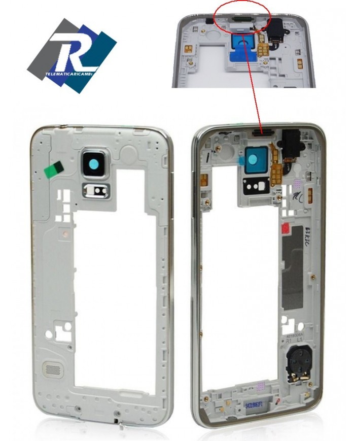 Middle frame scocca centrale telaio con cornice Samsung Galaxy S5 G900F Silver