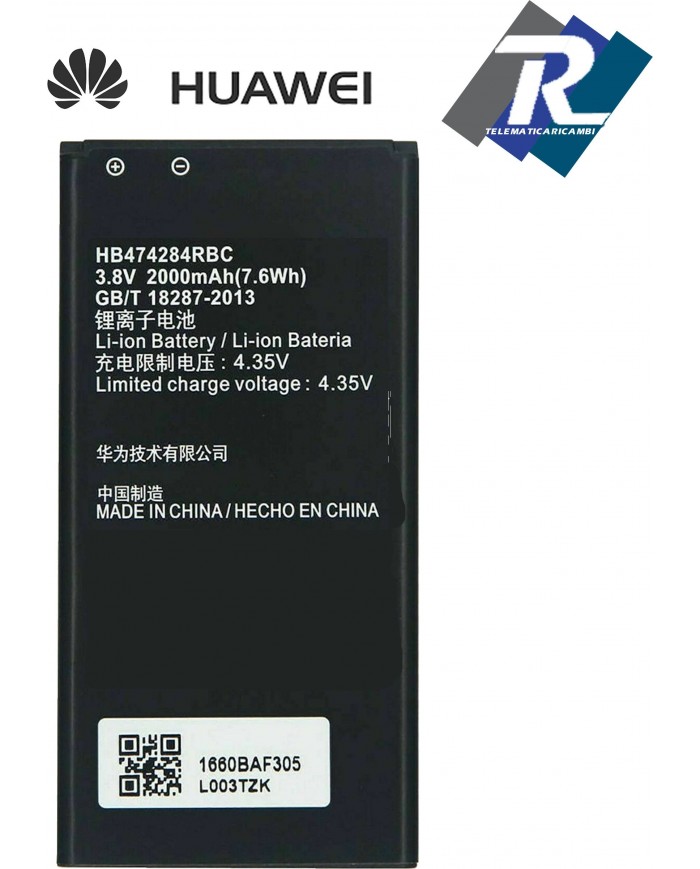 BATTERIA HUAWEI HB474284RBC per Y635 Y560 Y625 Y550 G521 G620 Sost. Originale