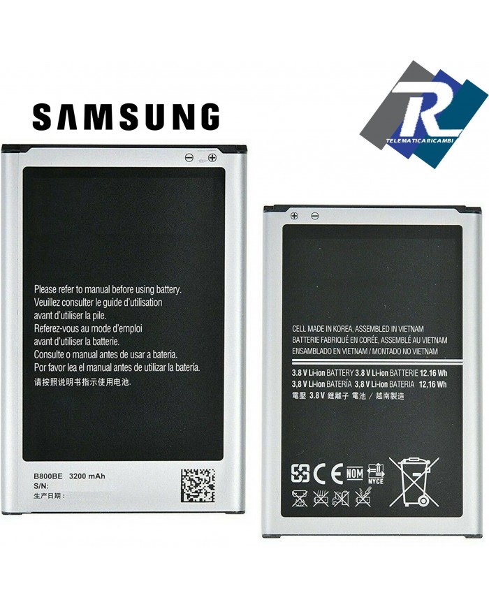 BATTERIA SAMSUNG B800BE PER GALAXY NOTE 3 N9000 N9005 3200 mAh sostituisce ORIGINALE