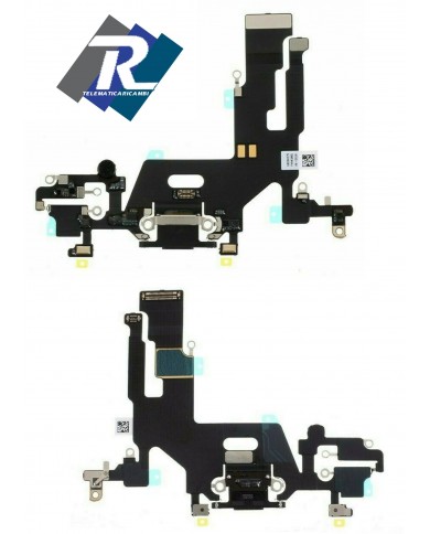 CONNETTORE DI RICARICA APPLE IPHONE 11 FLAT MICROFONO JACK DOCK USB CARICA NERO