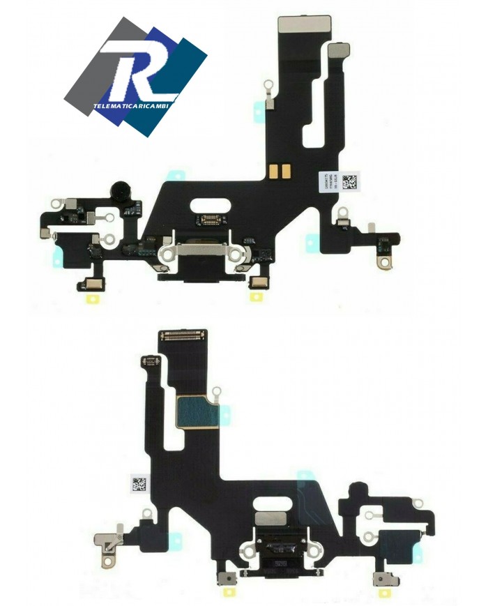 CONNETTORE DI RICARICA APPLE IPHONE 11 FLAT MICROFONO JACK DOCK USB CARICA NERO