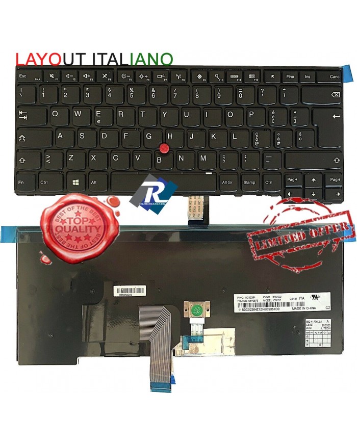 Tastiera italiana Lenovo ThinkPad T440 T440p T440s T450s L460 NERA