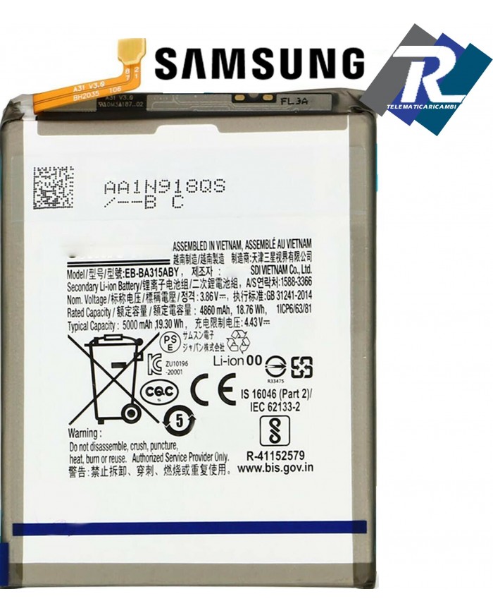 BATTERIA PER SAMSUNG GALAXY A31 SM-A315 EB-BA315ABY sostituisce originale