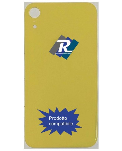 VETRO SCOCCA POSTERIORE COPRI BATTERIA iPhone XR GIALLO BACK COVER BIG HOLE