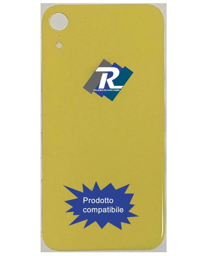 VETRO SCOCCA POSTERIORE COPRI BATTERIA iPhone XR GIALLO BACK COVER BIG HOLE