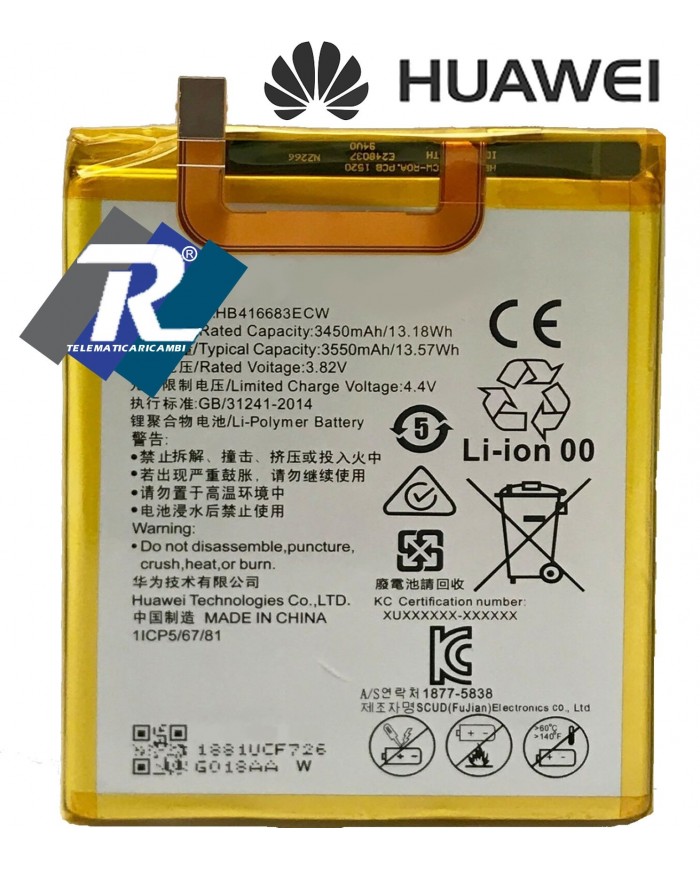 BATTERIA HUAWEI HB416683ECW per GOOGLE NEXUS 6P Sostituisce Originale