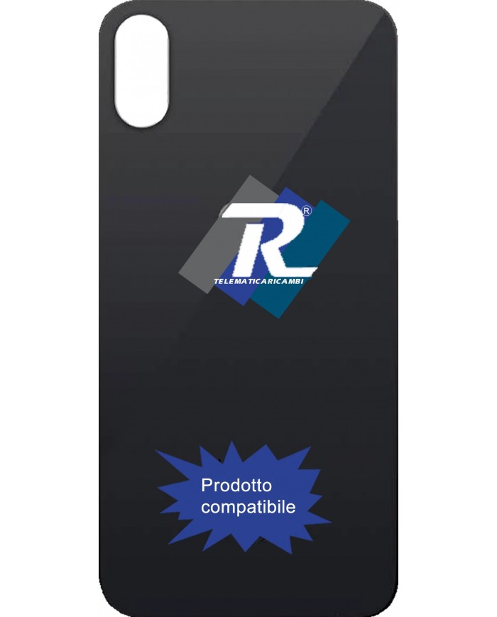 VETRO SCOCCA POSTERIORE COPRI BATTERIA iPhone XS Max NERO BACK COVER BIG HOLE