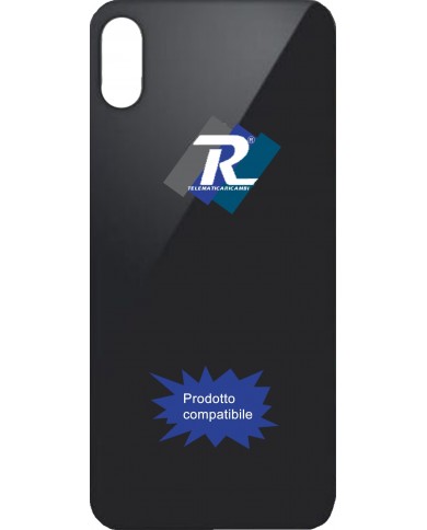 VETRO SCOCCA POSTERIORE COPRI BATTERIA APPLE iPhone X NERO BACK COVER BIG HOLE