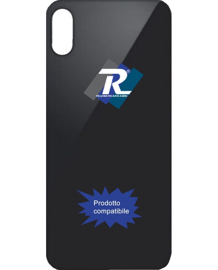 VETRO SCOCCA POSTERIORE COPRI BATTERIA APPLE iPhone X NERO BACK COVER BIG HOLE