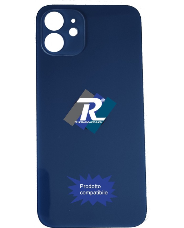 VETRO SCOCCA POSTERIORE COPRI BATTERIA APPLE iPhone 12 Blu BACK COVER BIG HOLE