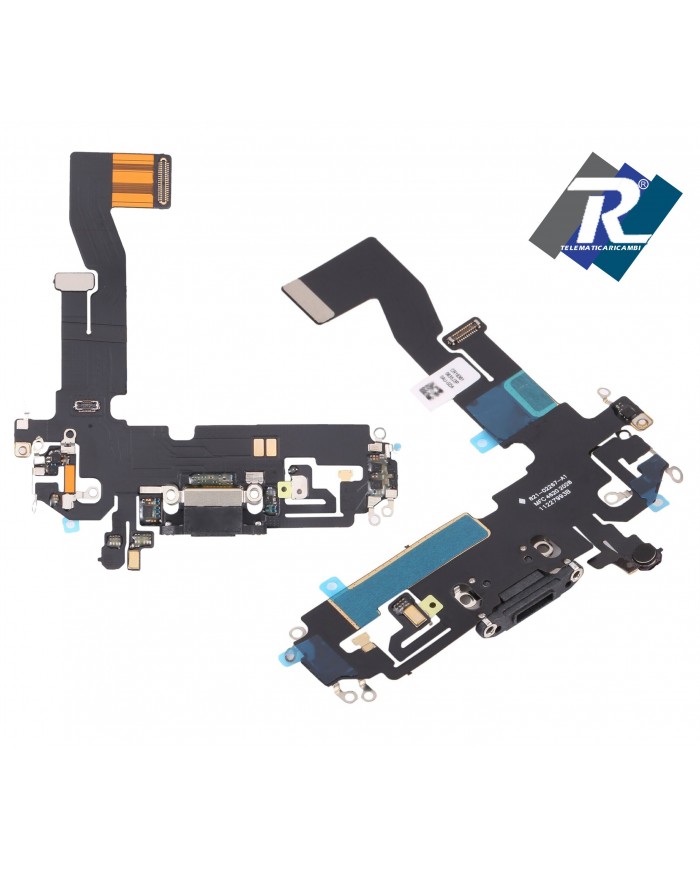 Connettore ricarica iPhone 12 - 12 Pro Flex Flat Dock Antenna microfono Nero