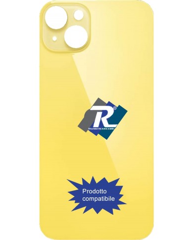 VETRO SCOCCA POSTERIORE COPRI BATTERIA iPhone 14 GIALLO BACK COVER BIG HOLE