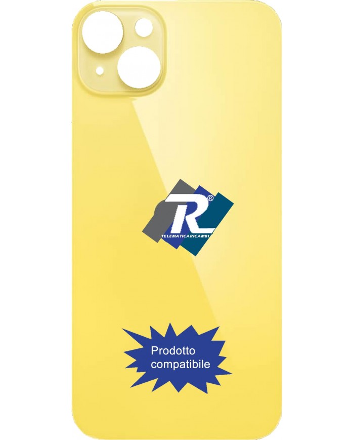 VETRO SCOCCA POSTERIORE COPRI BATTERIA iPhone 14 GIALLO BACK COVER BIG HOLE