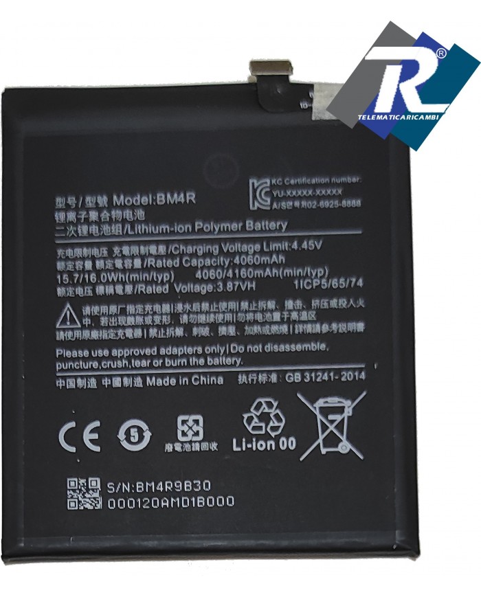 BATTERIA BM4R PER XIAOMI MI 10 LITE 5G M2002J9G M2002J9E 4160 mAh SOST.ORIGINALE