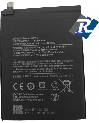 BATTERIA BP42 PER XIAOMI MI 11 LITE M2101K9AG 4250 mAh Sostituisce ORIGINALE