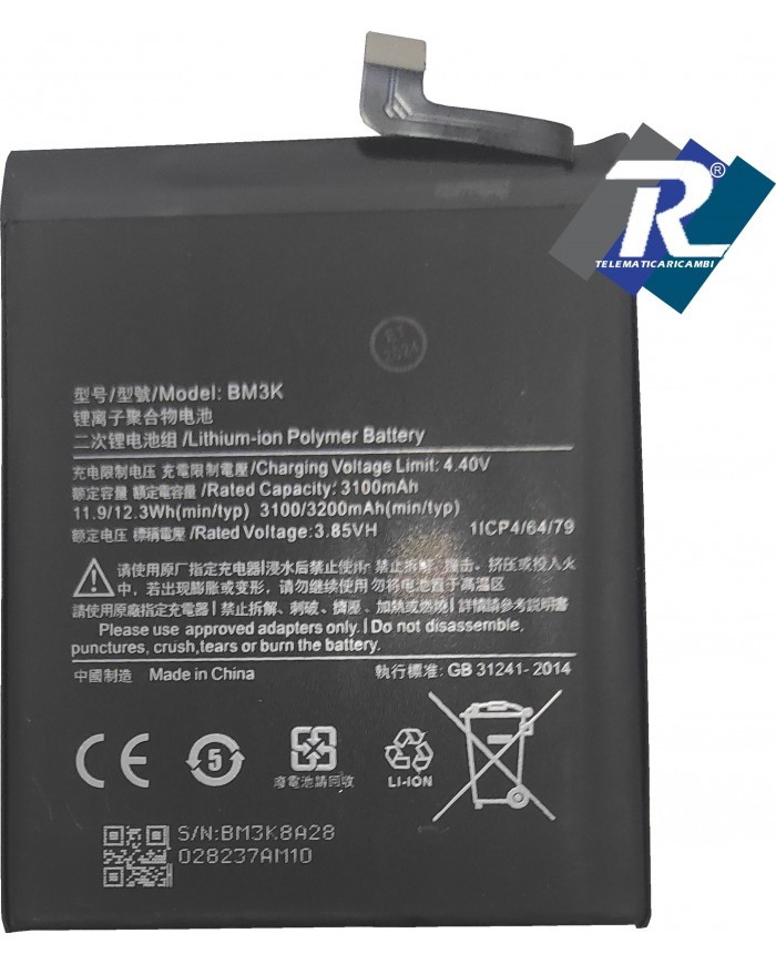 BATTERIA BM3K PER XIAOMI REDMI MI MIX 3 M1810E5A 3200 mAh SOSTITUISCE ORIGINALE