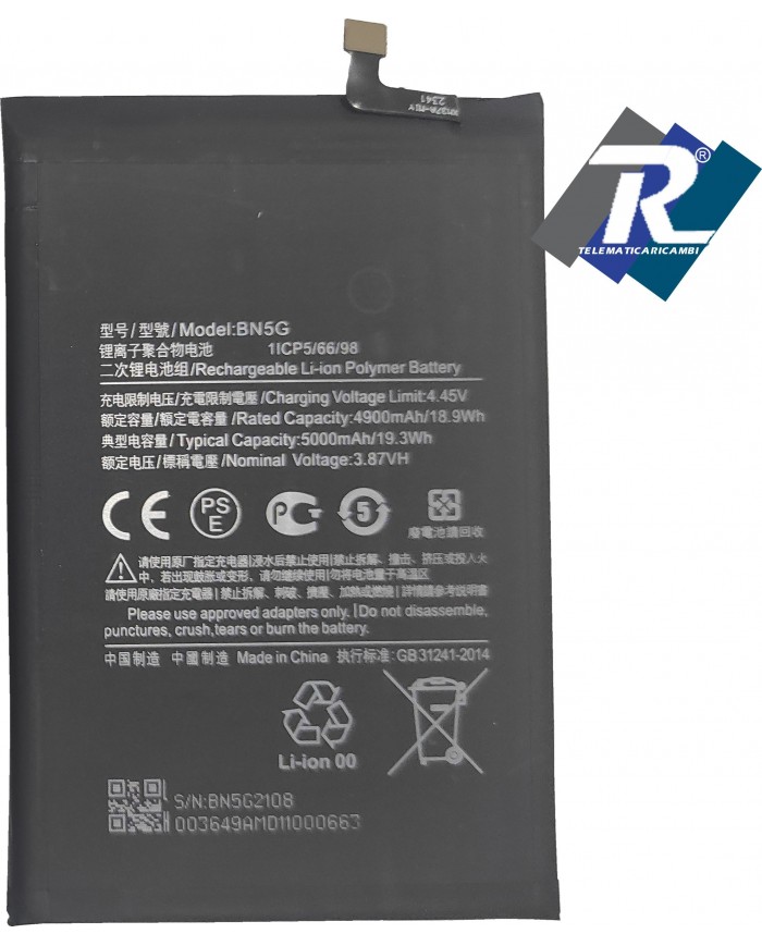 BATTERIA BN5G XIAOMI REDMI 10A 220233L2G - 10C 220333QAG 5000mAh SOST ORIGINALE
