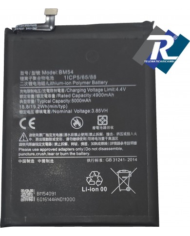 BATTERIA BM54 PER XIAOMI REDMI NOTE 9T 5G M2007J22 5000 mAh SOSTITUISC ORIGINALE