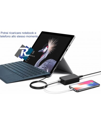 Alimentatore per Surface Pro 3 4 5 6 7 X Go Surface Book 44W Porta Usb - A1800