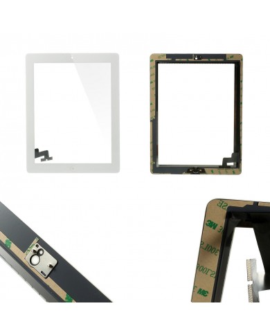 TOUCH SCREEN per Apple iPad 2 WiFi e 3G Vetro Schermo Bianco Tasto Home Adesivi