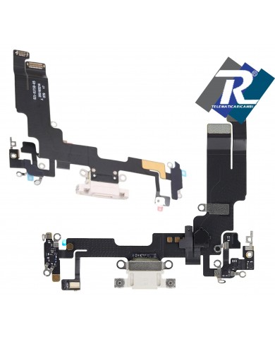 Connettore Ricarica iPhone 14 Flex Flat Dock carica Microfono Usb Dati Bianco