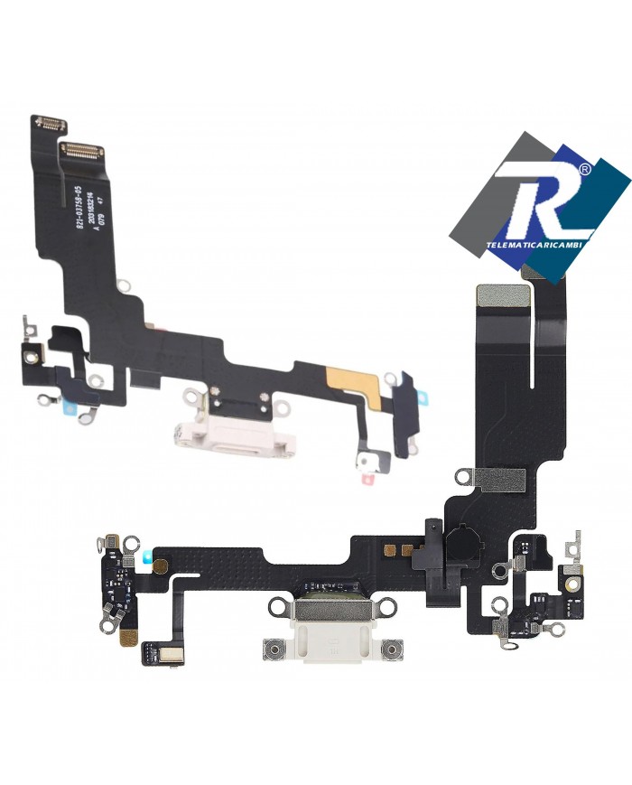 Connettore Ricarica iPhone 14 Flex Flat Dock carica Microfono Usb Dati Bianco