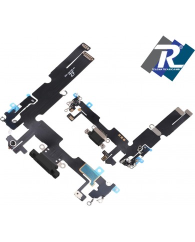 Connettore Ricarica iPhone 14 PLUS Flex Flat Dock carica Microfono Usb Dati Nero