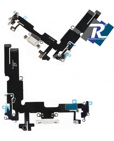 Connettore Ricarica iPhone 14 PLUS Flex Flat Dock carica Microfono Usb Dati Bianco