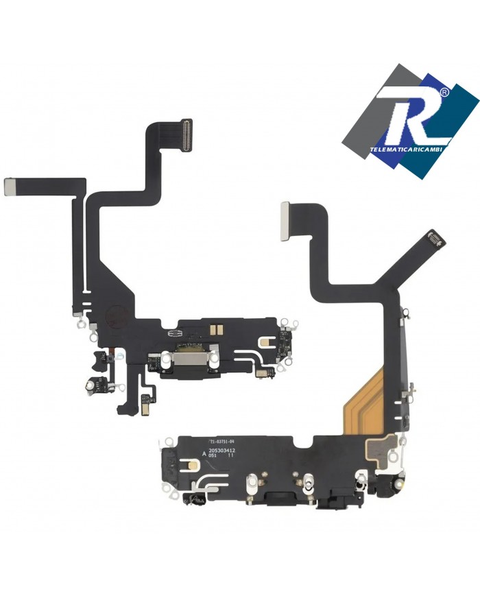 Connettore Ricarica iPhone 14 PRO Flex Flat Dock carica Microfono Usb Dati Nero
