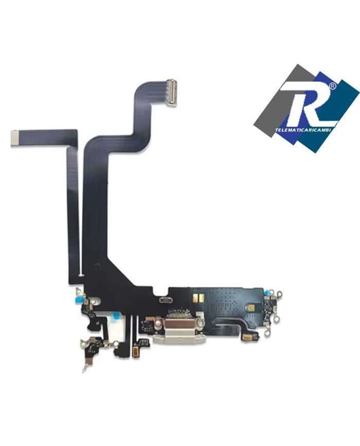 Connettore Ricarica iPhone 14 PRO MAX Flex Flat Dock Microfono Usb Dati Bianco