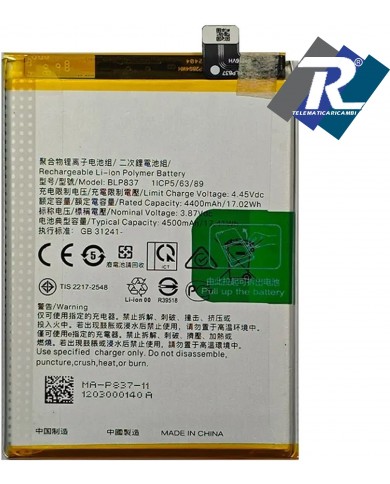 BATTERIA BLP837 1ICP5-63-89 PER OPPO REALME 8 PRO - 9 PLUS SOSTITUISCE ORIGINALE