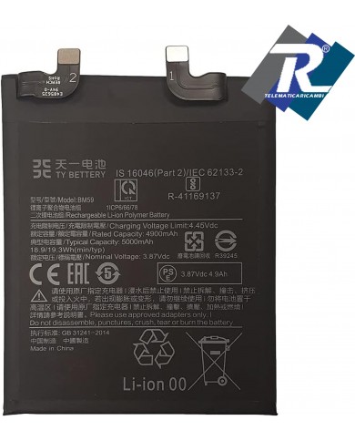 BATTERIA BM59 PER XIAOMI MI 11T 21081111RG 5000 mAh SOSTITUISCE ORIGINALE