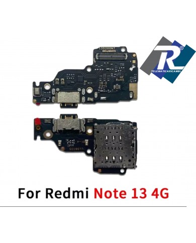 CONNETTORE RICARICA XIAOMI REDMI NOTE 13 4G 23124RA7EO MICROFONO DOCK SIM READER