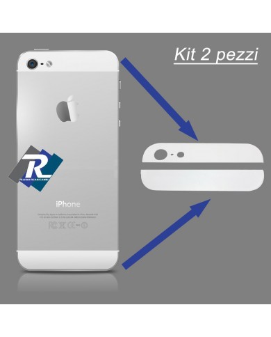 SET KIT COPPIA 2 VETRI VETRINI PER BACK COVER POSTERIORE IPHONE 5 5G BIANCO