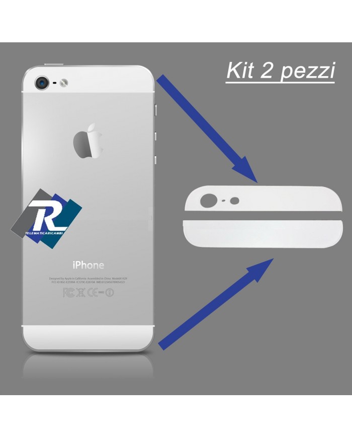 SET KIT COPPIA 2 VETRI VETRINI PER BACK COVER POSTERIORE IPHONE 5 5G BIANCO
