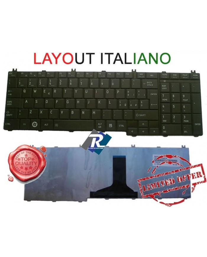 TASTIERA Toshiba Satellite C650 C655 C655D L650 L655 L670 L675 C660 ITA nera
