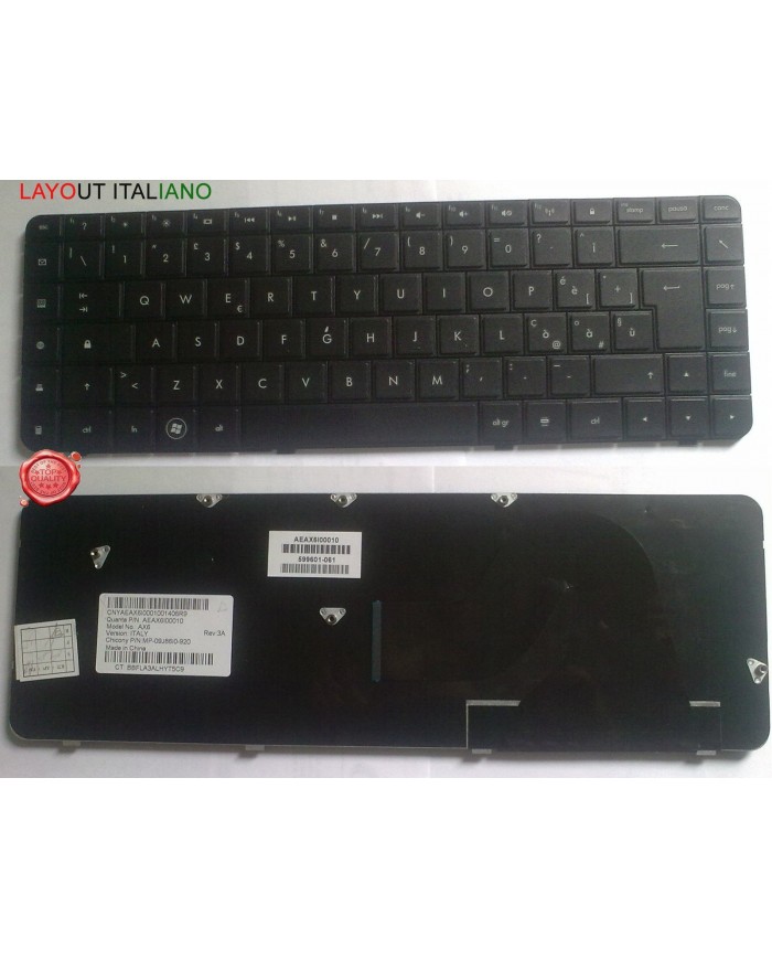 TASTIERA IT AX6 PER HP PAVILION G62 G56 CQ56 CQ56-100 CQ62 COMPAQ PRESARIO NERA